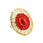 Anello con corallo naturale in oro giallo 18kt