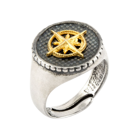 Anello con rosa dei venti in argento