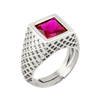 Anello uomo in argento con rubino