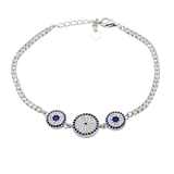 Bracciale tennis con centrale cerchi a pavè in argento